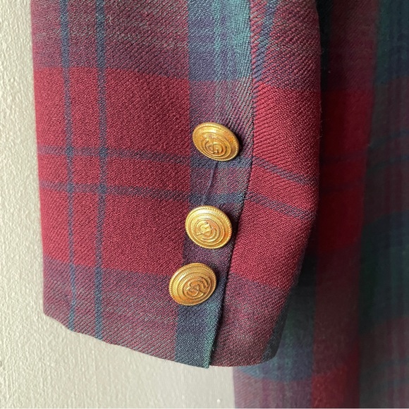 Vintage Giorgio Sant Angelo Plaid Velvet Collar Blazer - Size 8 - Picture 7 of 13